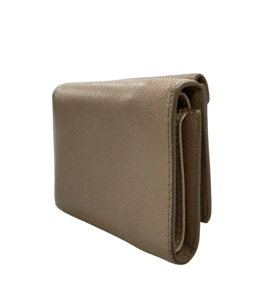 Prada fold Leather Wallet Tri Black